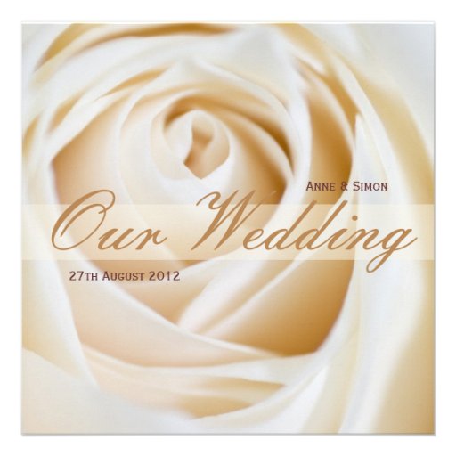 Classic Ivory White Rose Wedding Invitiation Announcement