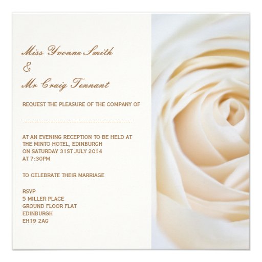Classic Ivory White Wedding Evening Reception Personalized Invite