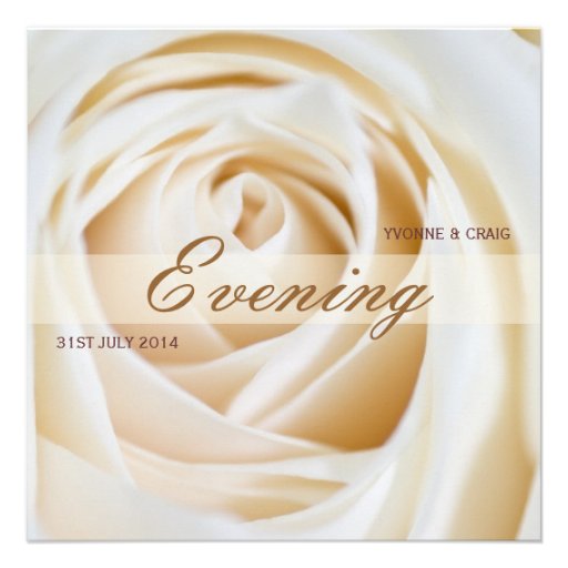 Classic Ivory White Wedding Evening Reception Personalized Invite