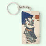 Classic japanese ukiyo-e geisha with umbrella art key chains