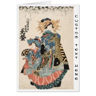 Classic japanese vintage ukiyo-e geisha and child cards