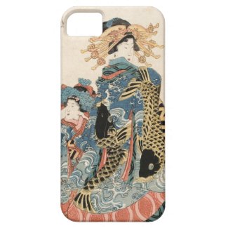 Classic japanese vintage ukiyo-e geisha and child iPhone 5 cases