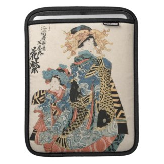 Classic japanese vintage ukiyo-e geisha and child iPad sleeves