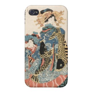 Classic japanese vintage ukiyo-e geisha and child iPhone 4/4S case
