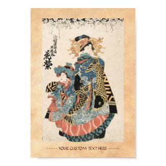 Classic japanese vintage ukiyo-e geisha and child poster