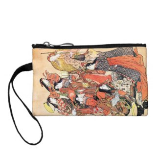 Classic japanese vintage ukiyo-e ladies old scroll change purses