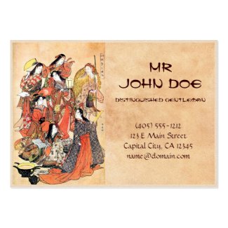 Classic japanese vintage ukiyo-e ladies old scroll business cards