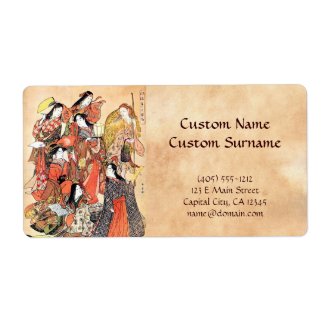 Classic japanese vintage ukiyo-e ladies old scroll personalized shipping labels