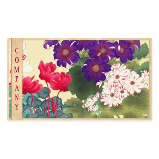Classic japanese vintage watercolor flowers art business card template