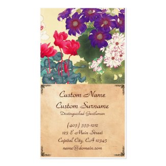 Classic japanese vintage watercolor flowers art business card templates