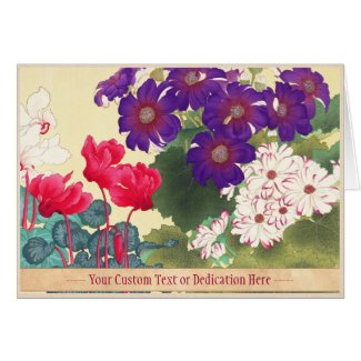 Classic japanese vintage watercolor flowers art cards