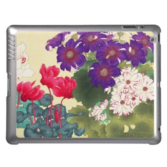 Classic japanese vintage watercolor flowers art cover for iPad