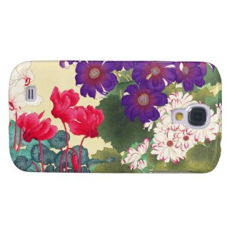Classic japanese vintage watercolor flowers art samsung galaxy s4 cases