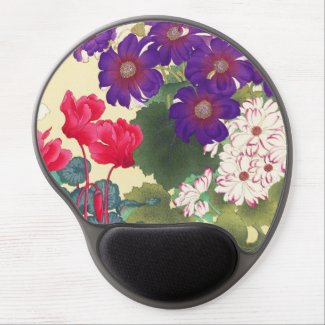 Classic japanese vintage watercolor flowers art gel mouse pads