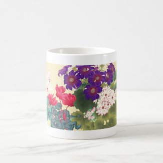 Classic japanese vintage watercolor flowers art coffee mugs