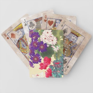 Classic japanese vintage watercolor flowers art bicycle card decks