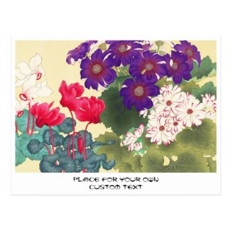 Classic japanese vintage watercolor flowers art postcards