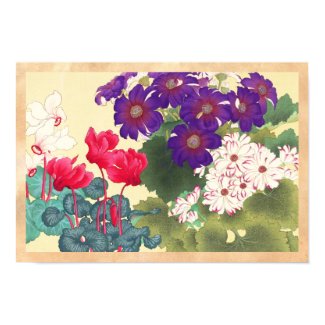 Classic japanese vintage watercolor flowers art poster