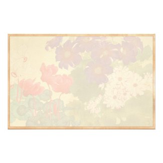 Classic japanese vintage watercolor flowers art stationery