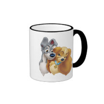 Classic Lady and the Tramp Snuggling Disney Coffee Mugs