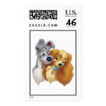 Classic Lady and the Tramp Snuggling Disney stamp