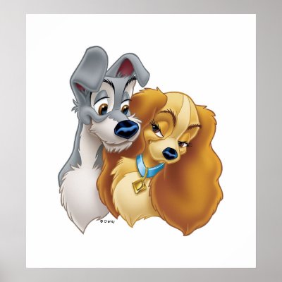 Classic Lady and the Tramp Snuggling Disney posters