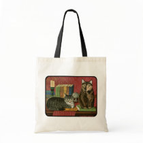 Classic Literary Cats Poe Dickens Stoker Art Bag
