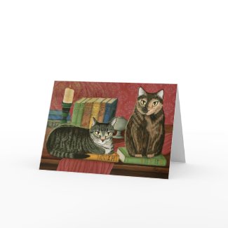Classic Literary Cats Poe, Dickens Stoker Art Card card