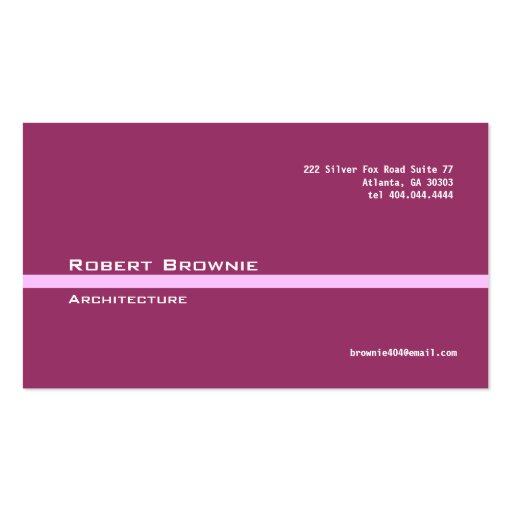 Classic Maroon Pink Line Business Card (front side)