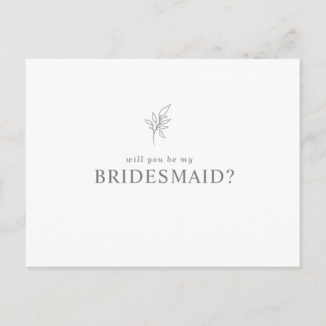 Classic Minimalist Will You Be My Bridesmaid Invitation Postcard Zazzle