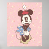 Classic Vintage Minnie Mouse Poster Print in shabby chic pink