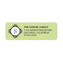 Classic monogram letter green return address labels