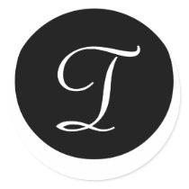 Classic Monogram T Wedding Sticker Black and White