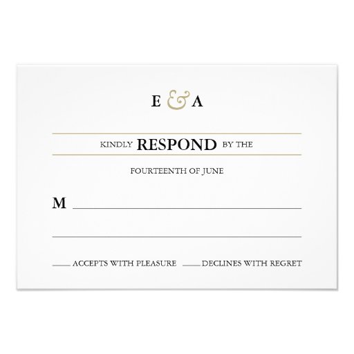 Classic Monograms Gold Response Personalized Announcement