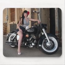 Classic Motorcycle Bettie Pin Up Girl Mousepad