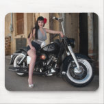 Classic Motorcycle Bettie Pin Up Girl Mousepad