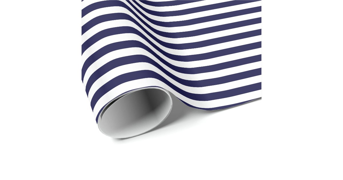 Classic Navy Blue and White Stripe Pattern Wrapping Paper Zazzle