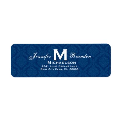 Classic Navy Blue Wedding Monogram Personalized Return Address Label