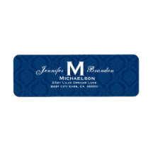 Classic Navy Blue Wedding Monogram Personalized Return Address Label