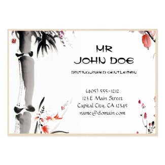 Classic oriental chinese sumi-e ink bamboo tree business card template