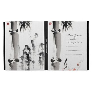 Classic oriental chinese sumi-e ink bamboo tree iPad folio case