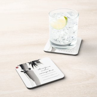 Classic oriental chinese sumi-e ink bamboo tree drink coaster