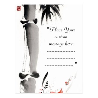 Classic oriental chinese sumi-e ink bamboo tree post card