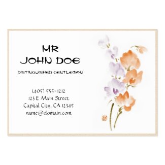 Classic oriental chinese sumi-e ink flower paint c business card template