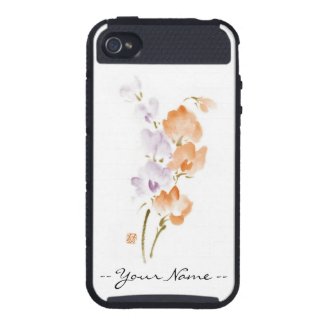 Classic oriental chinese sumi-e ink flower paint c case for iPhone 4