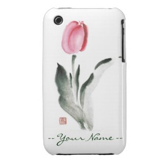 Classic oriental chinese sumi-e ink flower tulip iPhone 3 covers