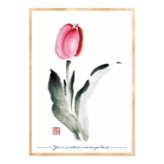 Classic oriental chinese sumi-e ink flower tulip posters