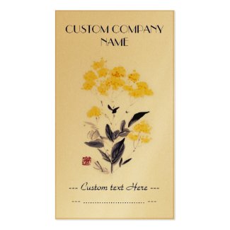 Classic oriental chinese sumi-e ink flowers paint business card