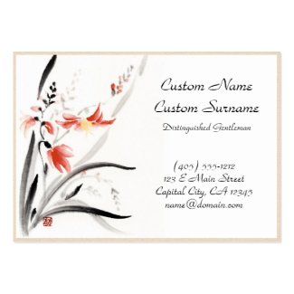 Classic oriental chinese sumi-e ink flowers paint business card templates
