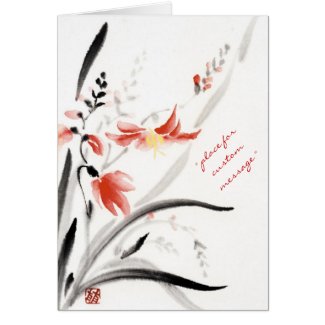 Classic oriental chinese sumi-e ink flowers paint greeting cards